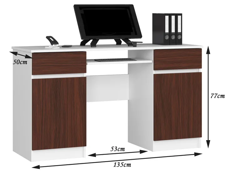 biurko-komputerowe-a5-135-cm-biale-wenge-glebokosc-mebla-1-cm