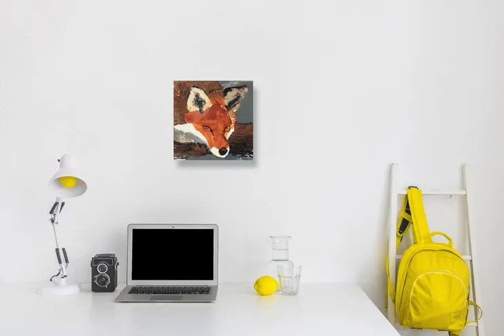 fox-obraz-na-plotnie-30x30-cm-stan-nowy