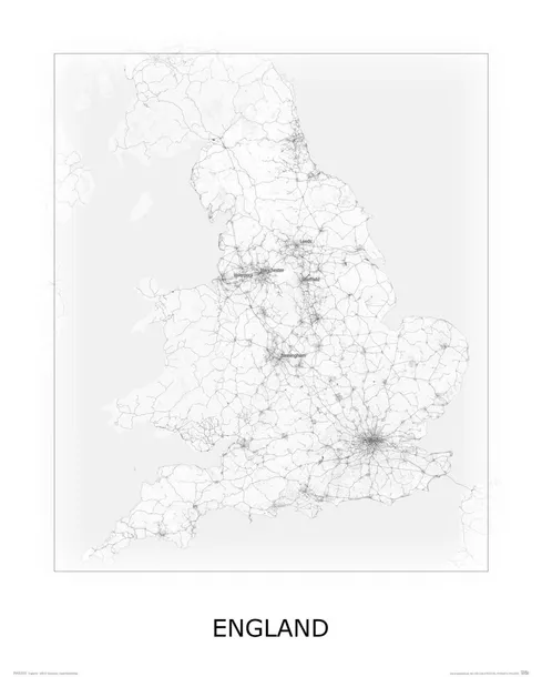 anglia-blackandampwhite-mapa-40x50-cm