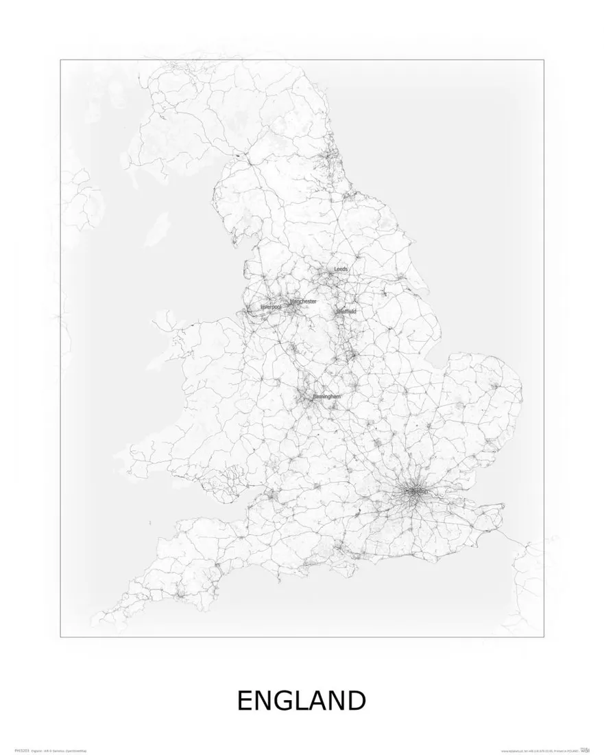 anglia-blackandampwhite-mapa-40x50-cm