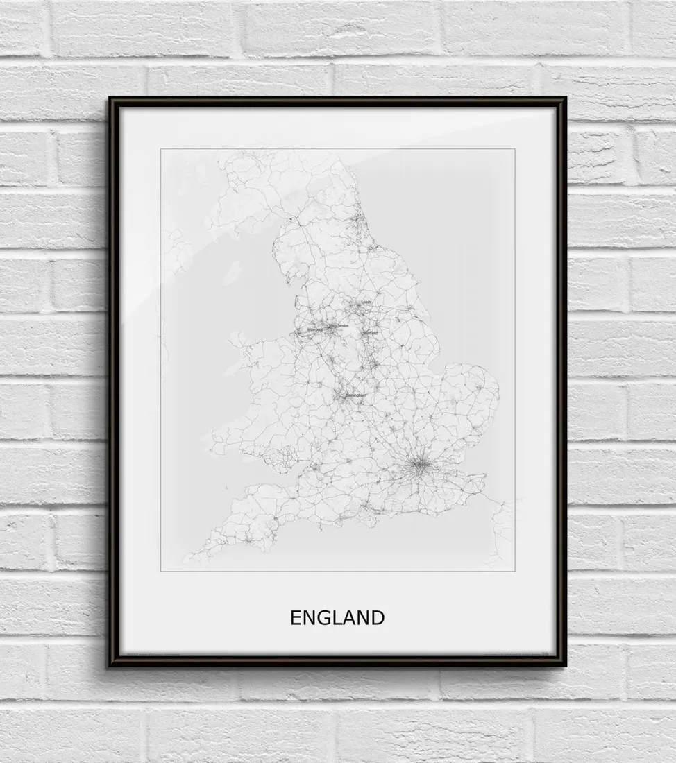 anglia-blackandampwhite-mapa-40x50-cm