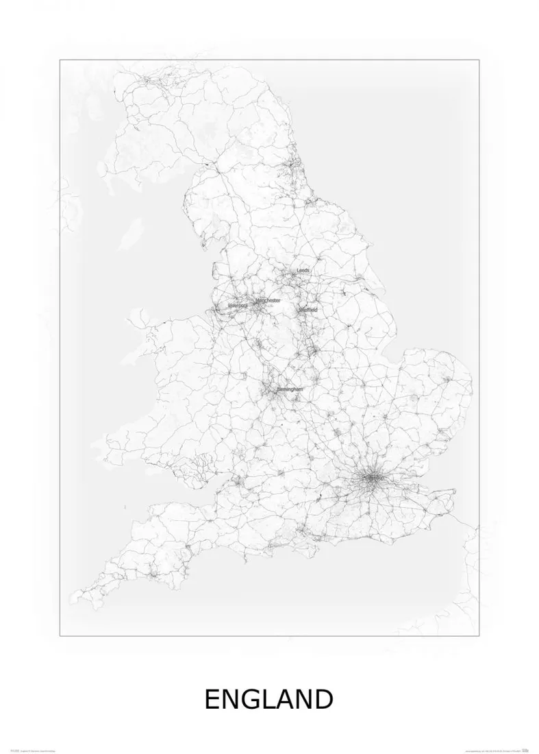 anglia-blackandampwhite-mapa-40x50-cm
