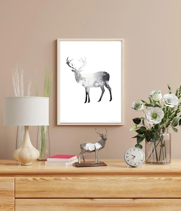 deer-snow-trees-plakat-premium-40x50-cm