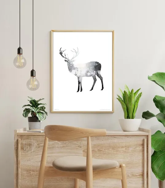deer-snow-trees-plakat-premium-40x50-cm-stan-nowy