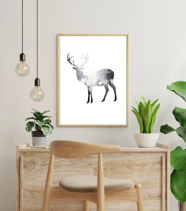 deer-snow-trees-plakat-premium-40x50-cm-stan-nowy
