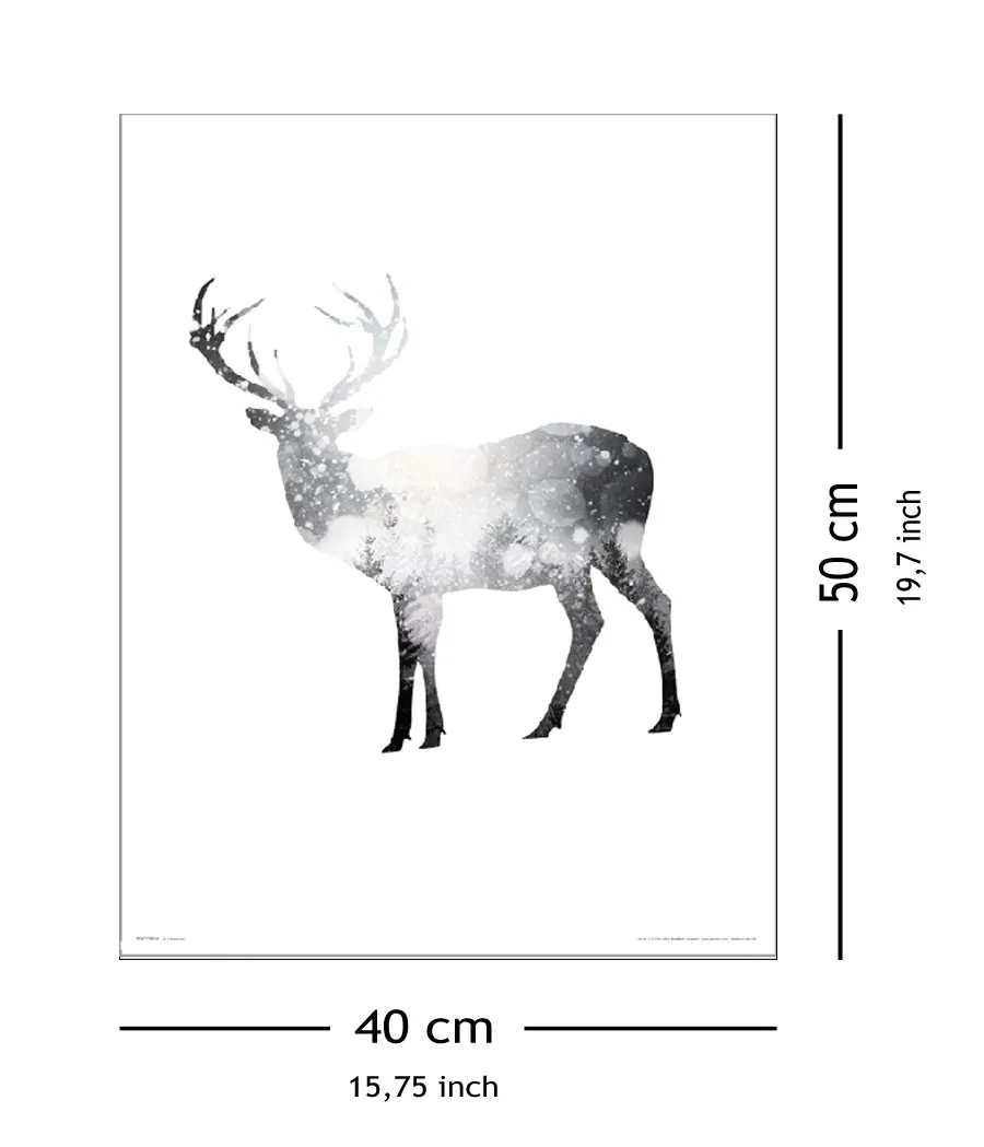 deer-snow-trees-plakat-premium-40x50-cm