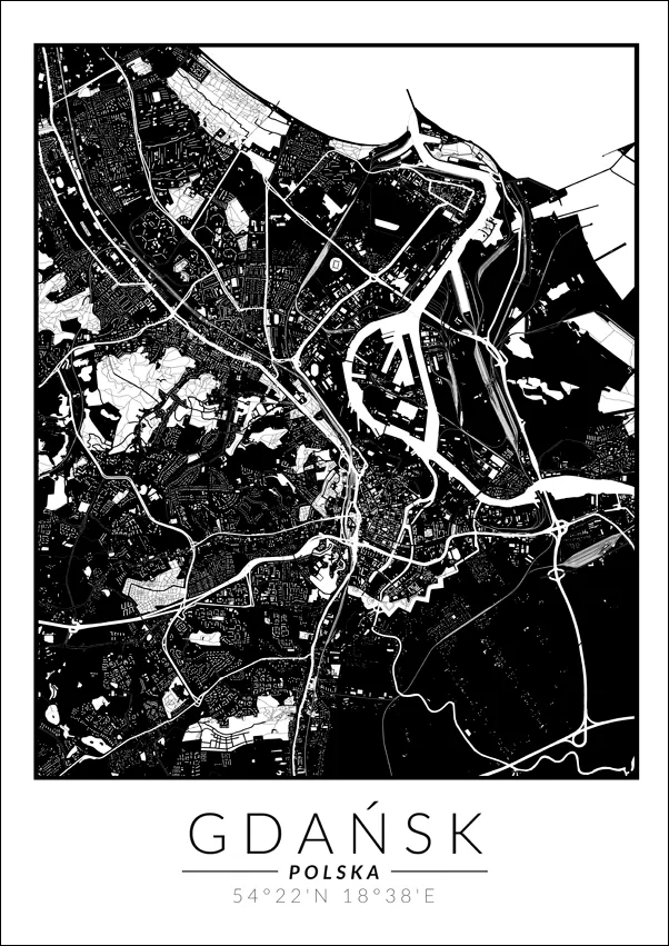 gdansk-mapa-invert-plakat-50x70-cm