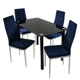 stol-nicea-czarny-i-4-krzesla-monako-velvet-granatowe
