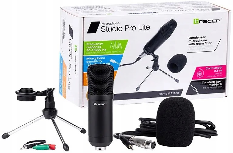 mikrofon-do-live-stream-tracer-studio-pro-statyw-stan-nowy