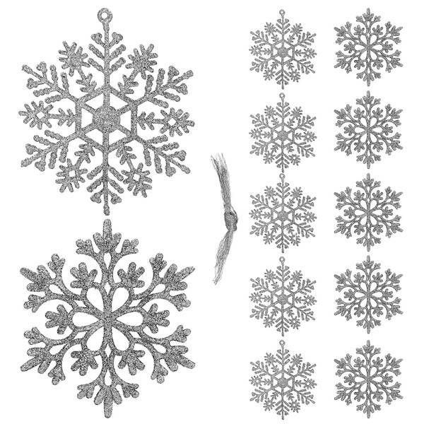 Zawieszka choinkowa 12 szt. śnieżynka 10 cm świąteczna ozdoba srebrny broka