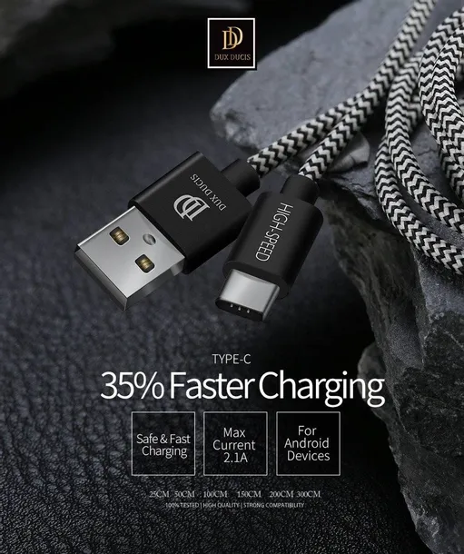 dux-ducis-kabel-usb-k-one-typ-c-100cm-stan-nowy-kolor-czarny