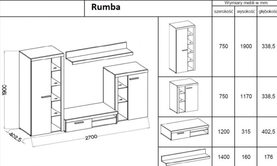 mebloscianka-rumba-biala-witryna-polka-wiszaca-stolik-rtv