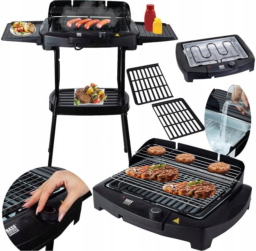 DUŻY GRILL ELEKTRYCZNY OGRODOWY STOJĄCY 2000W 2w1 ERLI.pl