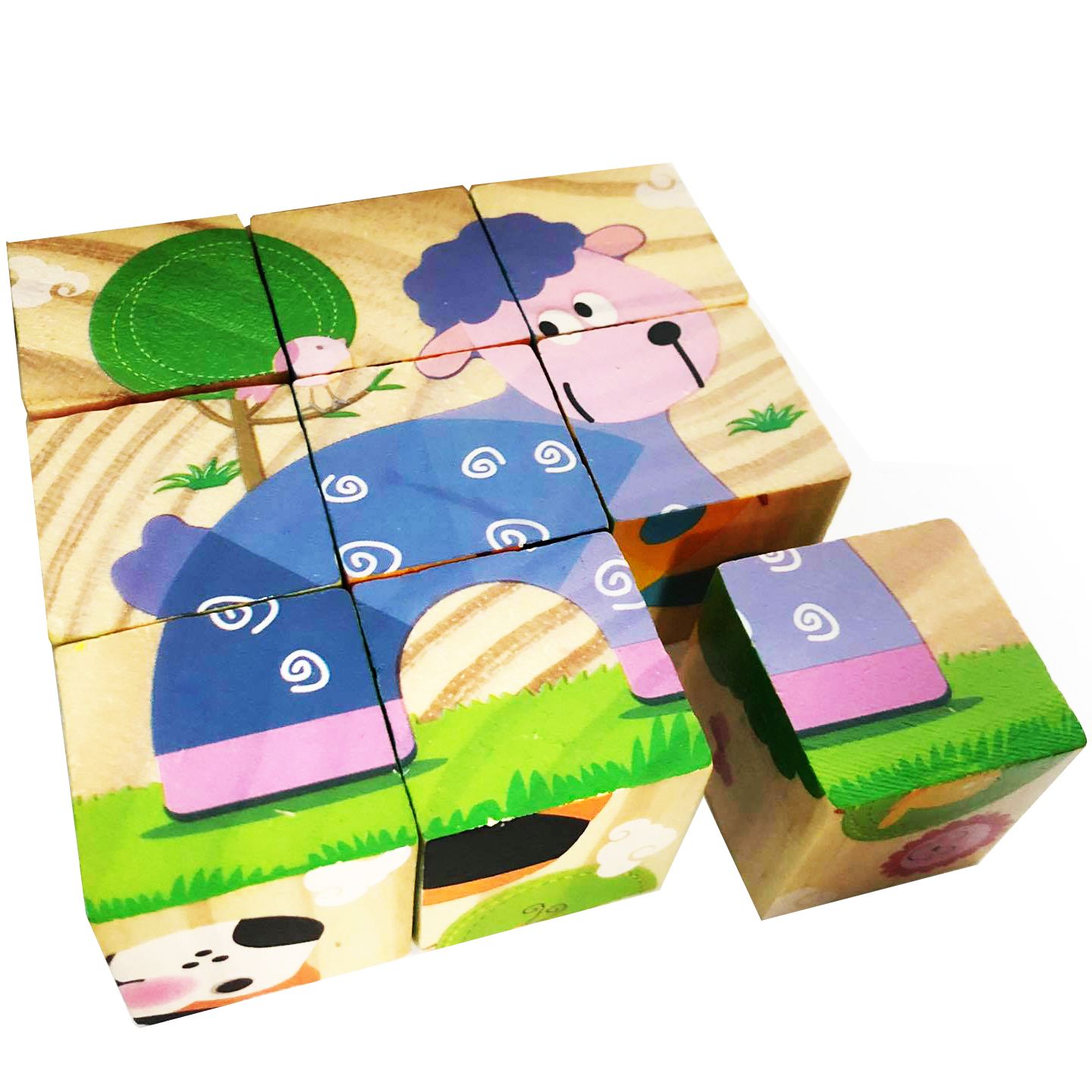 Promocja PUZZLE DREWNIANE KLOCKI układanka zwierzątka 6w1 wyprzedaż przecena