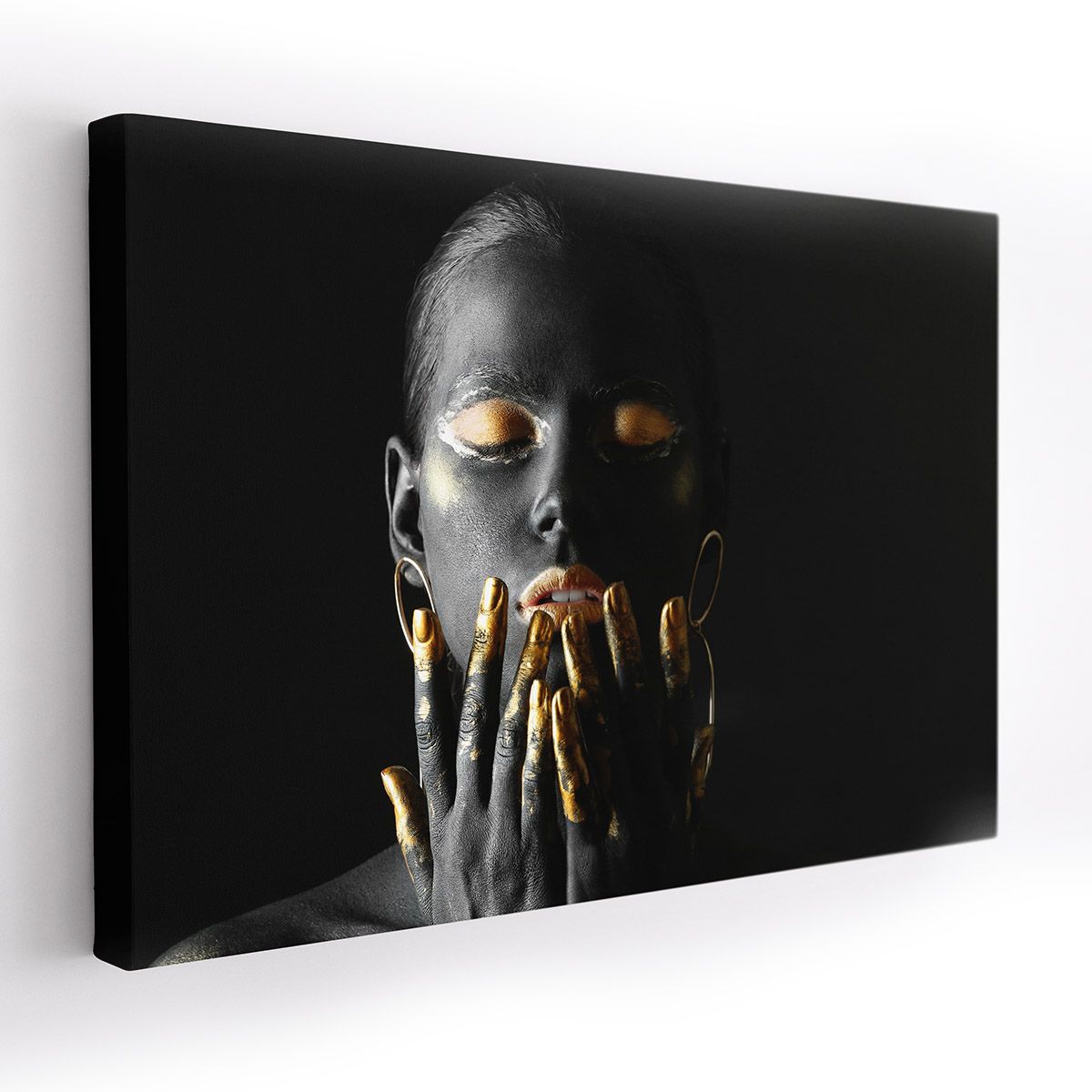 Obraz na płótnie Canvas 3D na ramie 120x80 A109 Kobieta złote usta