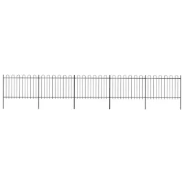 ogrodzenie-z-zaokraglonymi-koncami-stalowe-85x12-m-czarne