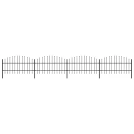 ogrodzenie-ogrodowe-z-wlocznia-stalowe-7145-x-100-cm-czarne