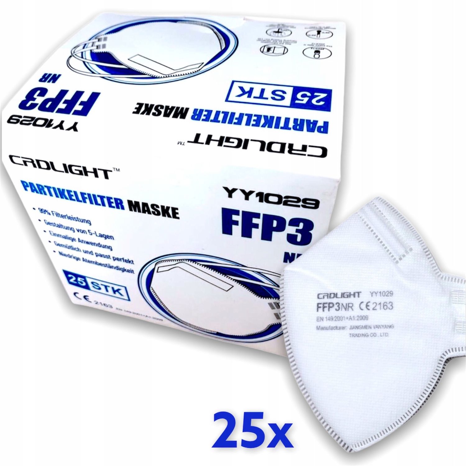 25x FFP3 KN N99 Maska ochronna półmaska 99% CRD