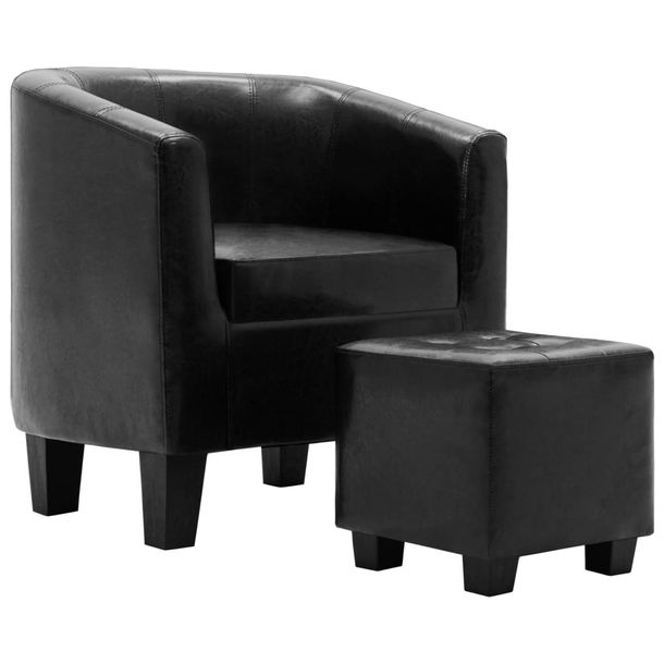 ﻿Fotel z podnóżkiem, czarny, sztuczna skóra-Zdjęcie-0