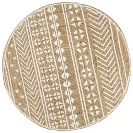 recznie-wykonany-dywanik-juta-bialy-nadruk-90-cm
