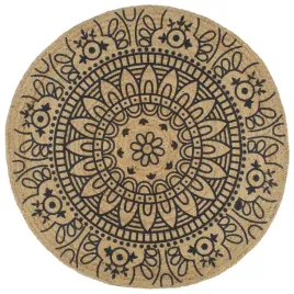 recznie-wykonany-dywanik-juta-ciemnoniebieski-nadruk-90-cm