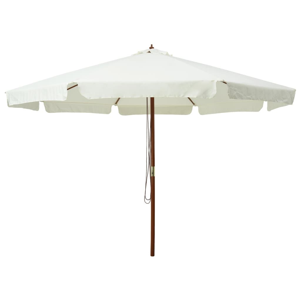 Parasol ogrodowy na drewnianym słupku 330 cm piaskowa biel ERLI pl