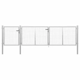 brama-ogrodzeniowa-stalowa-400-x-100-cm-srebrna