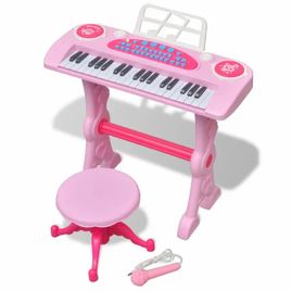 Zdjęcie produktu Zabawkowy keyboard ze stolikiem i mikrofonem, różowy