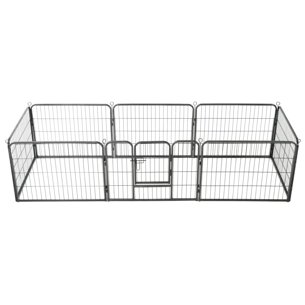 kojec-dla-psow-8-paneli-stalowy-czarny-60-x-80-cm