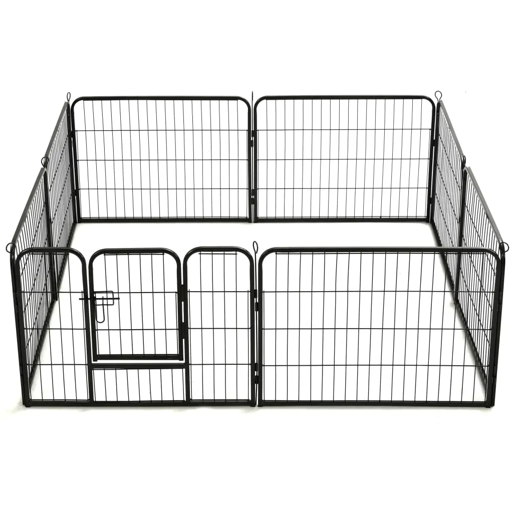 kojec-dla-psow-8-paneli-stalowy-czarny-60-x-80-cm