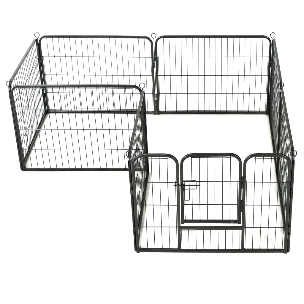 kojec-dla-psow-8-paneli-stalowy-czarny-60-x-80-cm