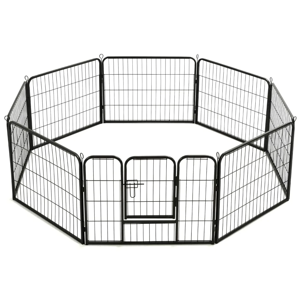 kojec-dla-psow-8-paneli-stalowy-czarny-60-x-80-cm-stan-nowy