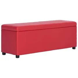 lawka-ze-schowkiem-116-cm-czerwona-sztuczna-skora