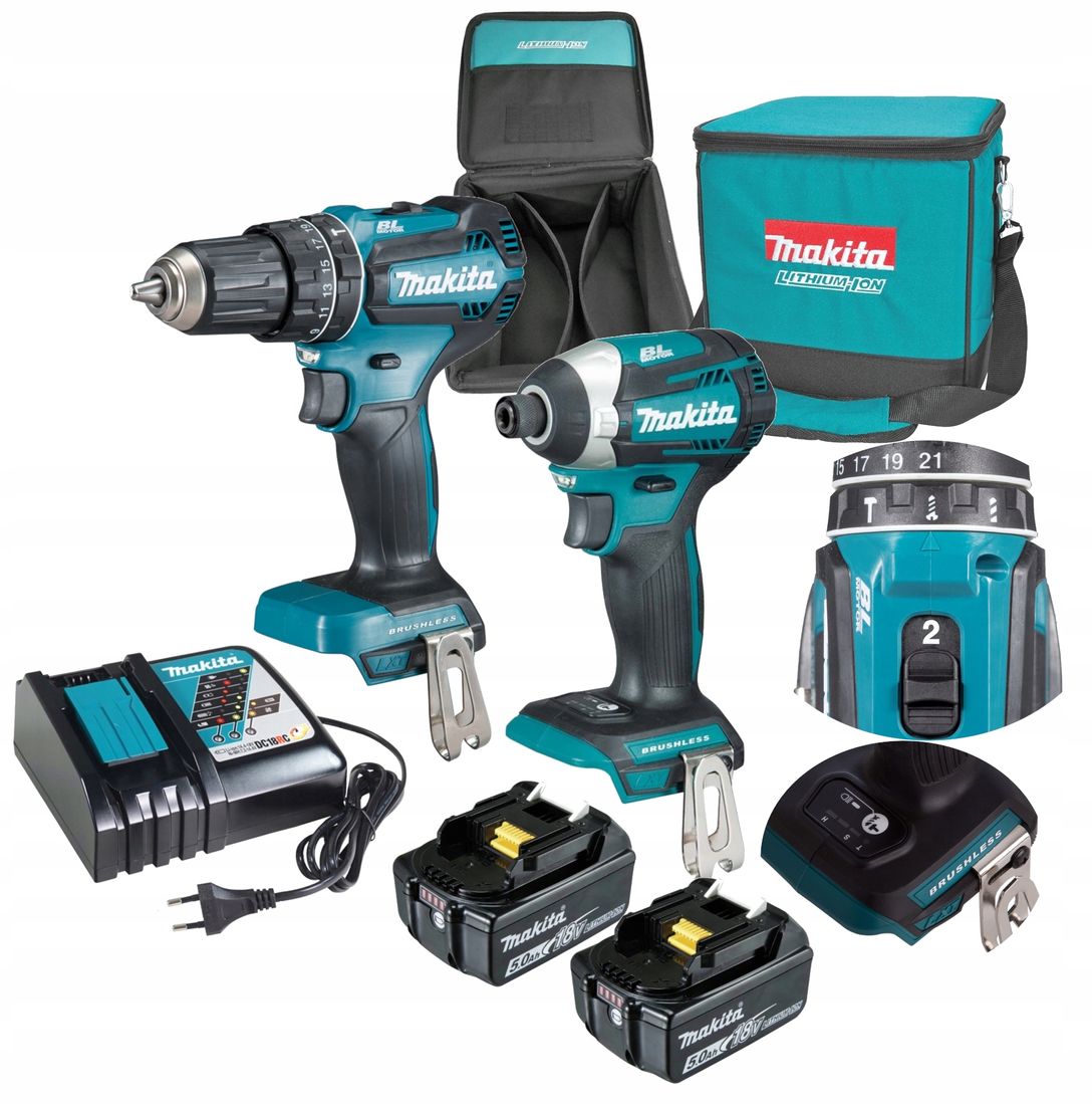 Makita Zestaw Combo DTD154 DHP485 LXT 18V + 5ah ERLI.pl