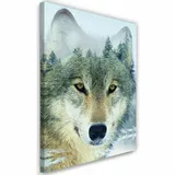obraz-na-plotnie-wilk-na-tle-lasu-40x60