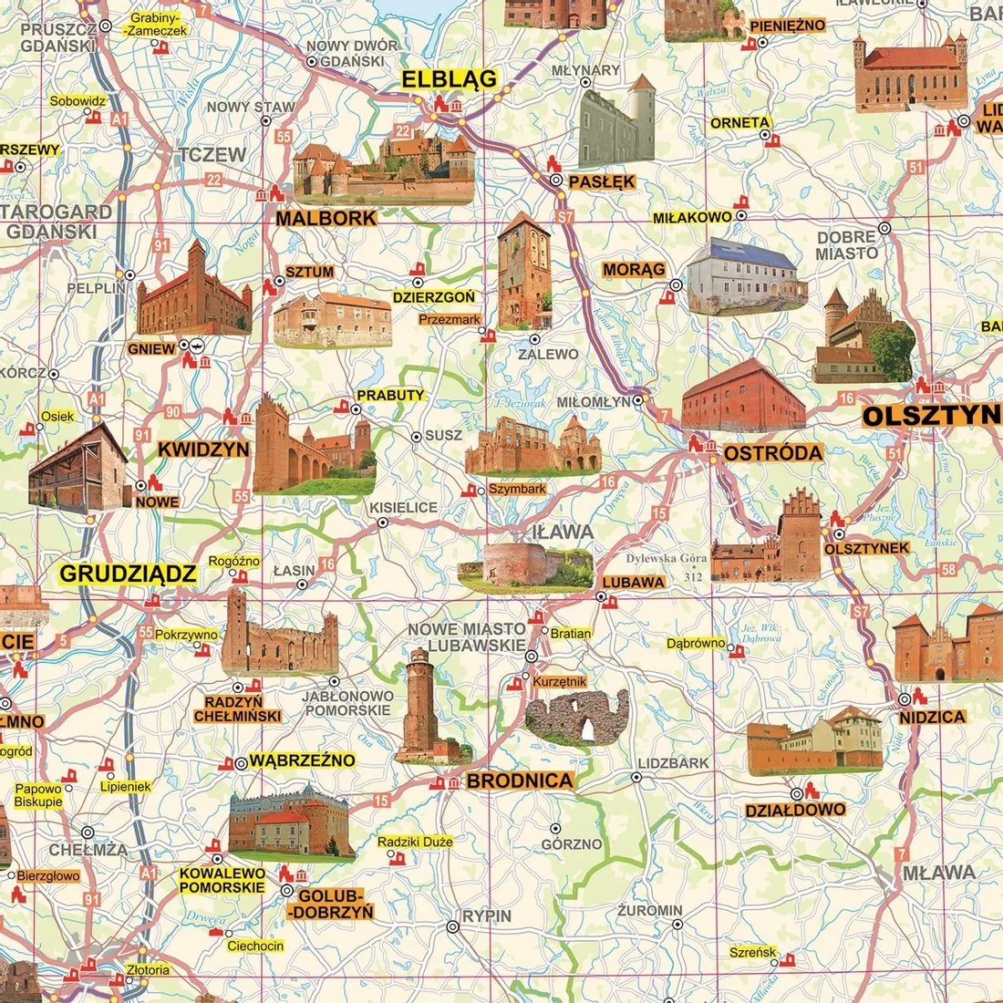 polska-mapa-zamkow-mapa-scienna-arkusz