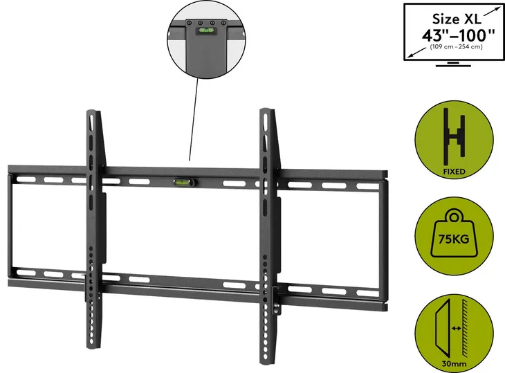 uchwyt-tv-goobay-basic-fixed-xl-43-100-do-75kg-stan-nowy