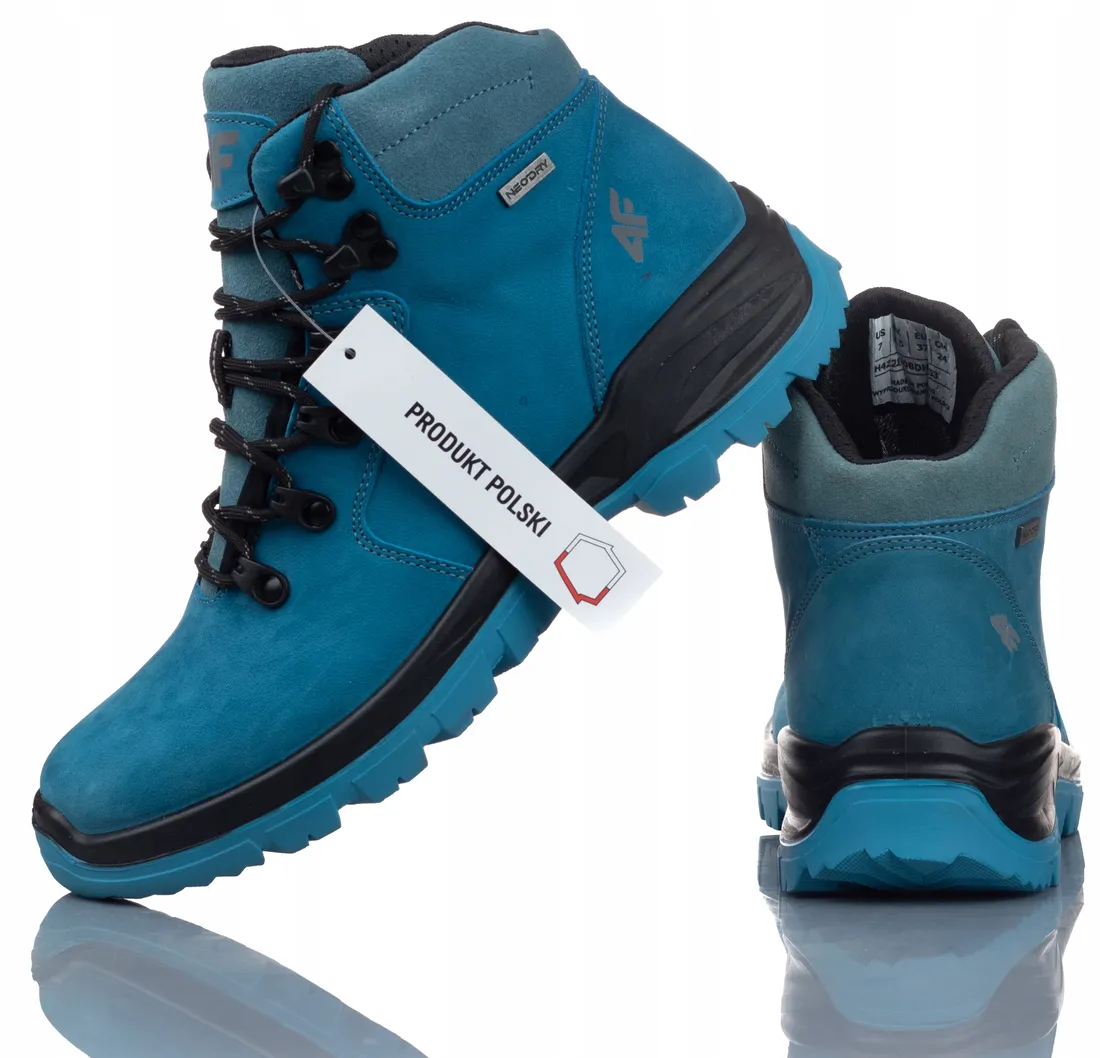 BUTY DAMSKIE 4F TREKKINGOWE SOLIDNE TURKUSOWE R-39