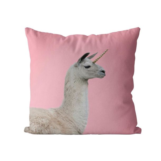 Poduszka dla dzieci Pinkish Lama różowa 45 x 45 cm