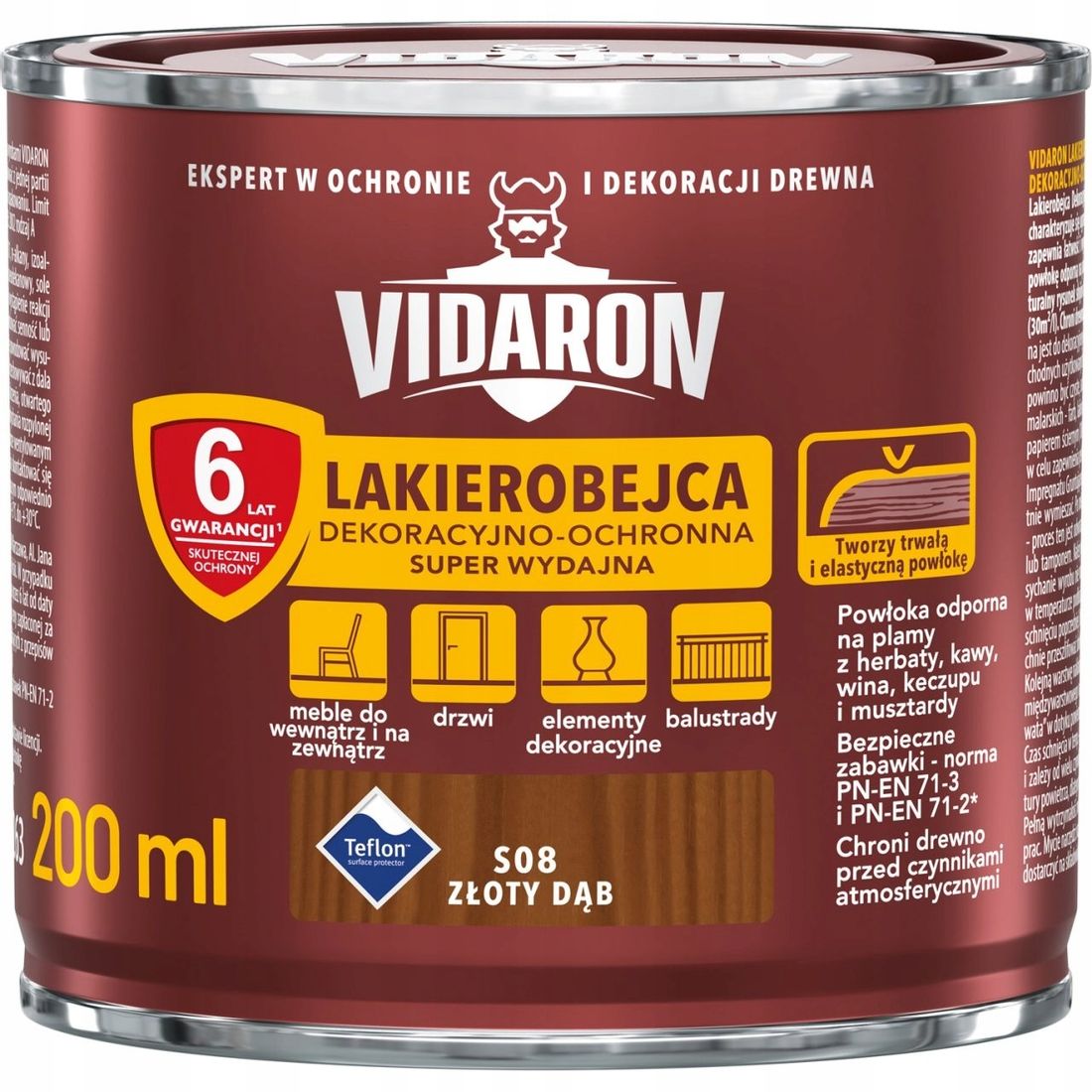 VIDARON Lakierobejca 0,2L ZŁOTY DĄB S08 - ERLI.pl