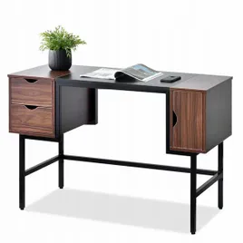 praktycznie-biurko-120cm-loft-orzech-na-czarnej-nodze-z-2-kontenerkami