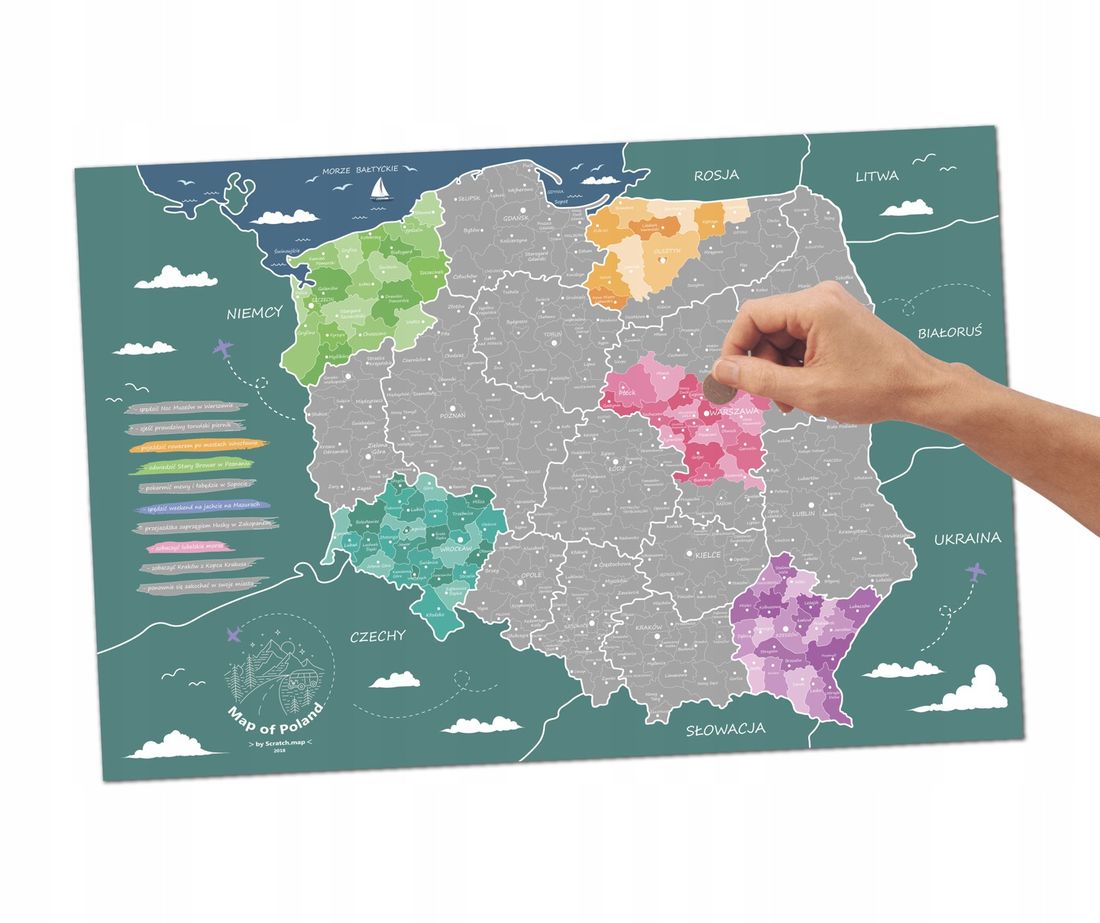 Mapa Polski Srebrna Mapa Zdrapka Erlipl 6143