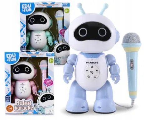 robot-karaoke-mikrofon-glosnik-bluetooth-led-usb-stan-nowy