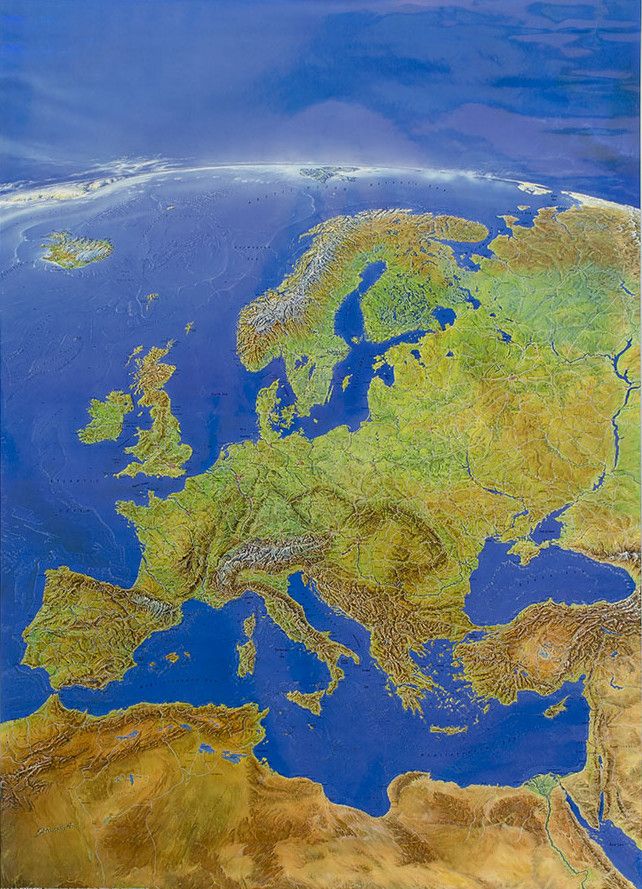 EUROPA MAPA ŚCIENNA EUROPY PANORAMICZNA Mapa ścienna Plakat Laminowany ...