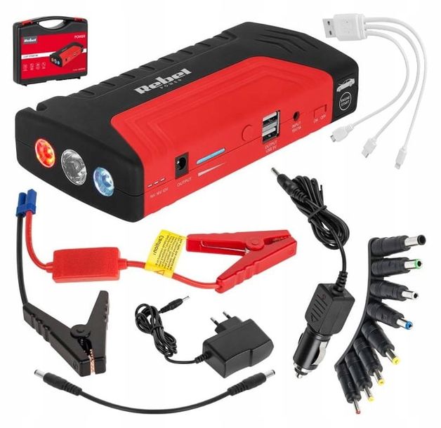 Booster Rozruch Auta 12800mAh Powerbank Kompresor ERLI.pl