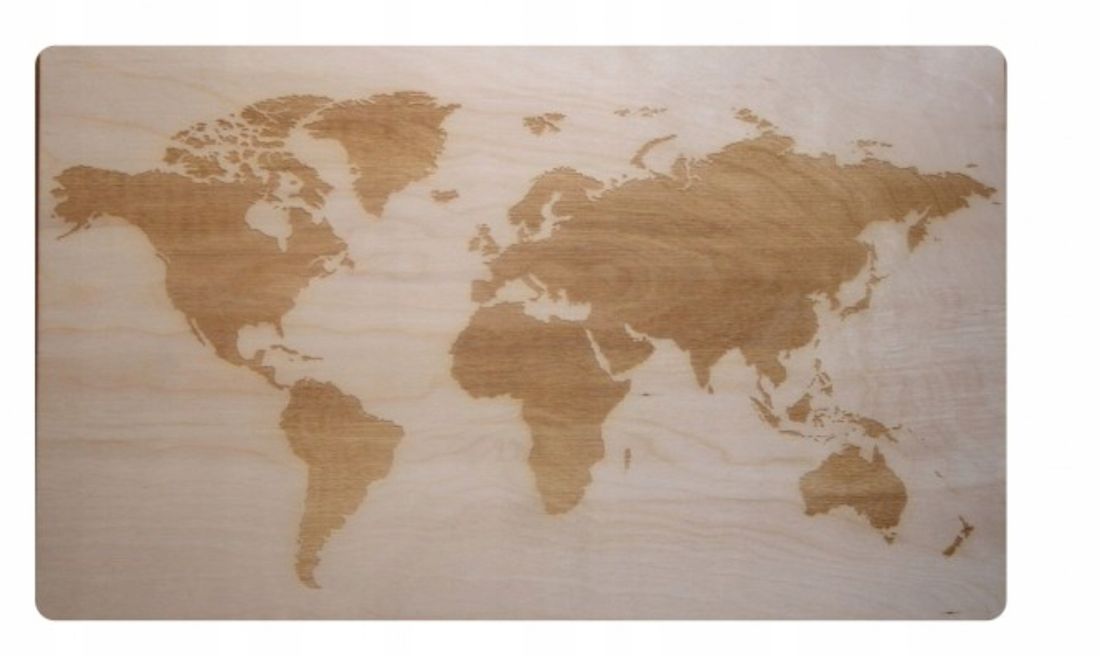 Drewniana mapa świata na ścianę prezent dedykacja - ERLI.pl