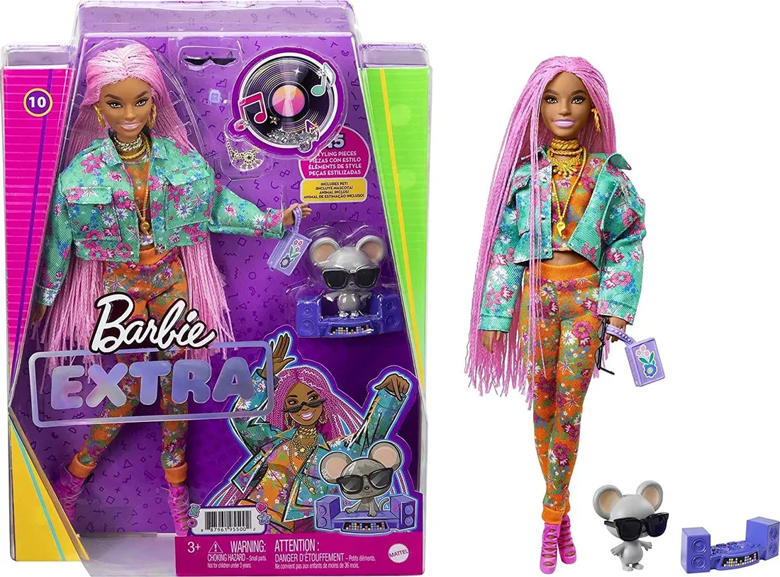 Barbie！！ Barbie Extra Moda Lalka + Zwierzątko GRN27 GYJ77 48466