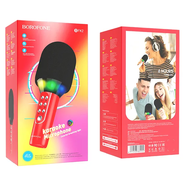 borofone-mikrofon-do-karaoke-bluetooth-bfk2-elf-czerwony-waga-z-opakowaniem-0-3-kg-stan-nowy