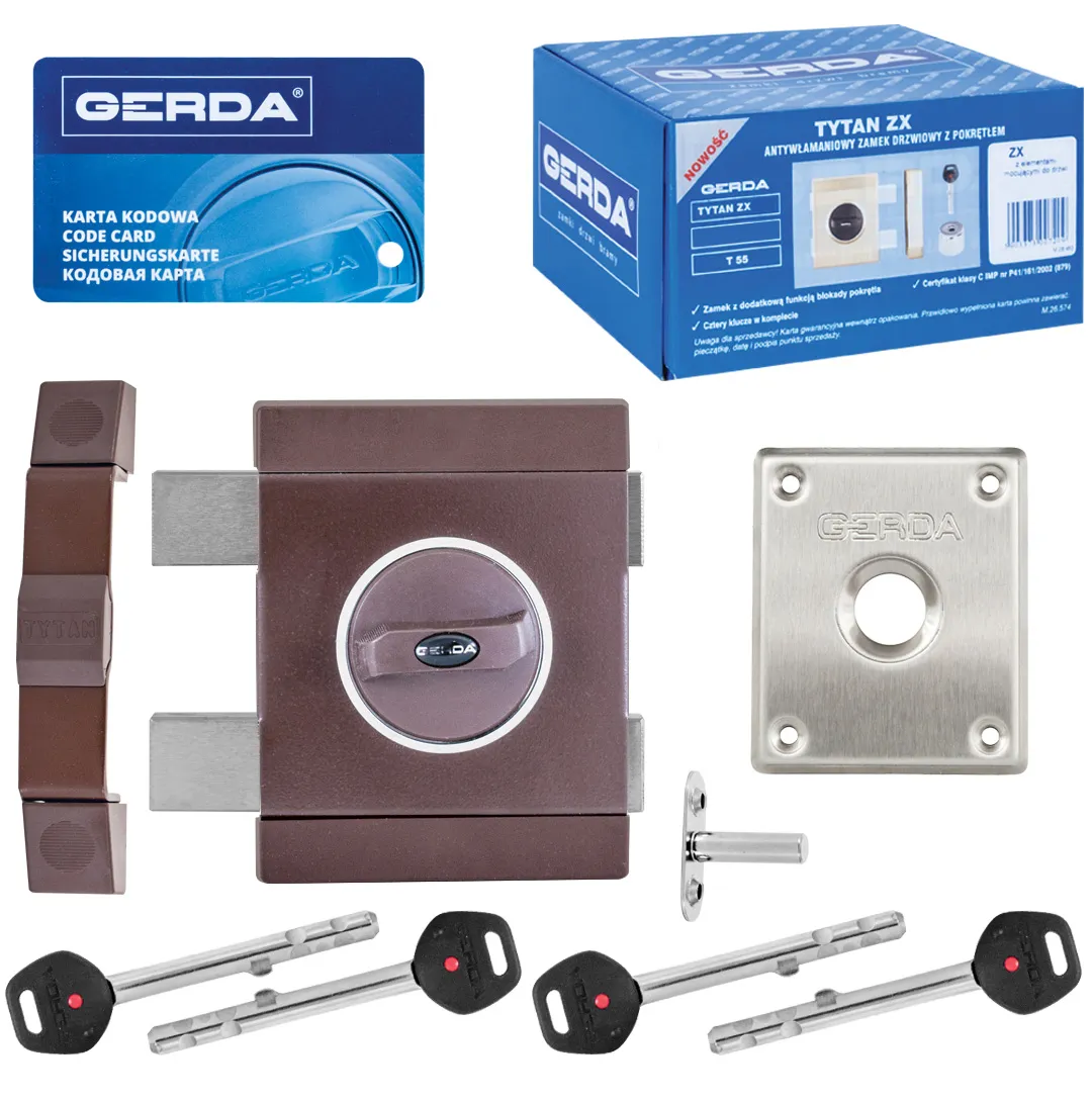 numu8 Zamek GERDA TYTAN ZX prawy grafit (klucze GT8/85mm