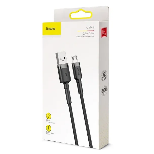 kabel-usb-do-micro-usb-baseus-cafule-2a-3m-czarno-szary-stan-nowy